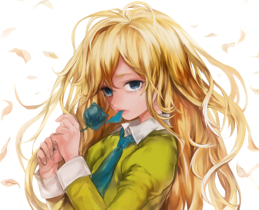 Anime girl with blonde hair and blue eyes