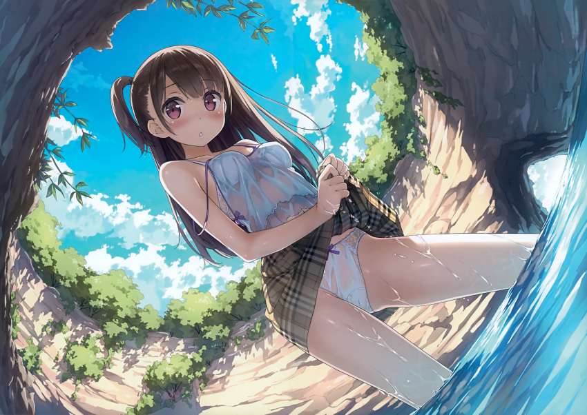 Outdoor wet brunette anime