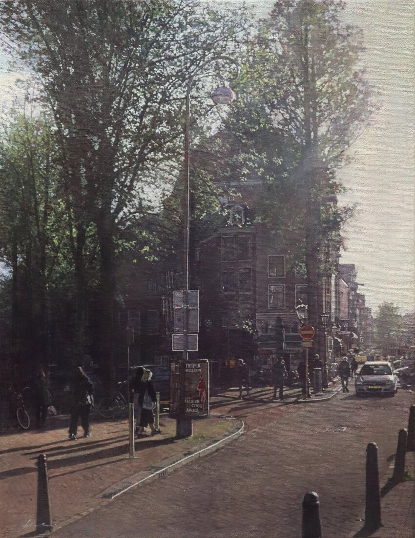 6+others apartment bicycle bollard building car check_commentary check_vehicle commentary_request day european_architecture highres lamppost motor_vehicle multiple_others muted_color naohiro_ito no_entry_sign opel_(company) original outdoors people photorealistic realistic road road_sign scenery sidewalk sign standing street sunlight town tree vehicle_request walking window