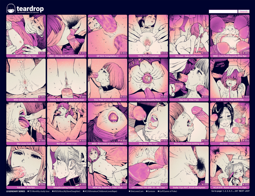 absurdres anal anal_prolapse anus ass bdsm blindfold blush censored clenched_teeth collage collar cum cum_in_ass cum_in_mouth cum_in_pussy cum_on_body cum_on_hair cum_pool cumdrip double_penetration ejaculation eyebrows facial fellatio flat_chest grin group_sex hair_ornament hair_over_eyes hand_on_another&#039;s_head hetero higashiyama_shou highres leash lips loli long_hair monochrome mosaic_censoring multiple_boys multiple_girls open_mouth oral penis pussy restrained sex short_hair slave smile spread_anus spread_legs tagme tears teeth tongue tongue_out veins veiny_penis