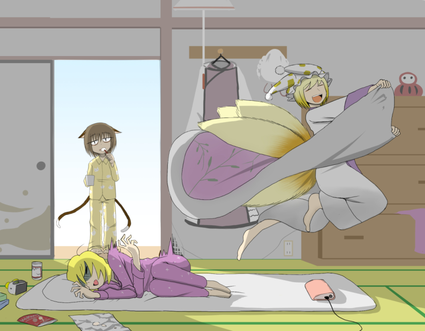 Anime girl under blanket