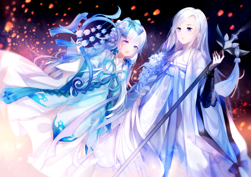 Anime girl with silver hair and blue eyes