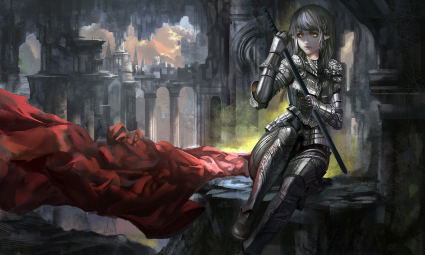 Anime girl in armor