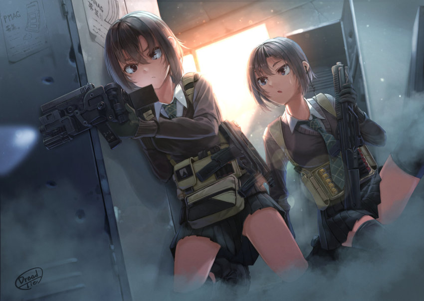 Anime girl holding gun