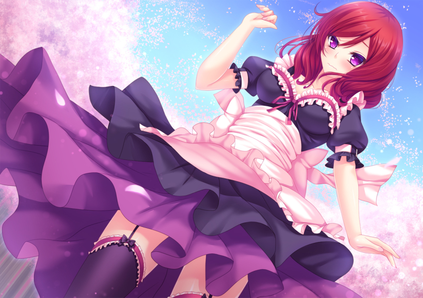 Anime girl with red hair and purple eyes