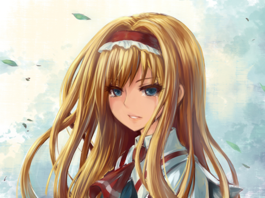 Anime girl with blonde hair blue eyes