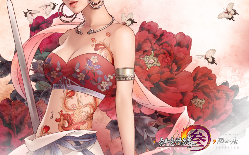 Anime girl with tattoo on boob
