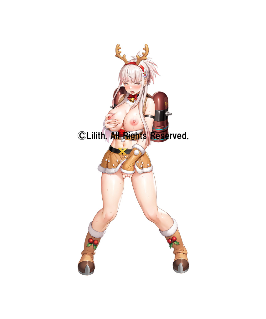 1girl breasts christmas huge_breasts lilith-soft nipples taimanin_(series) taimanin_rpgx