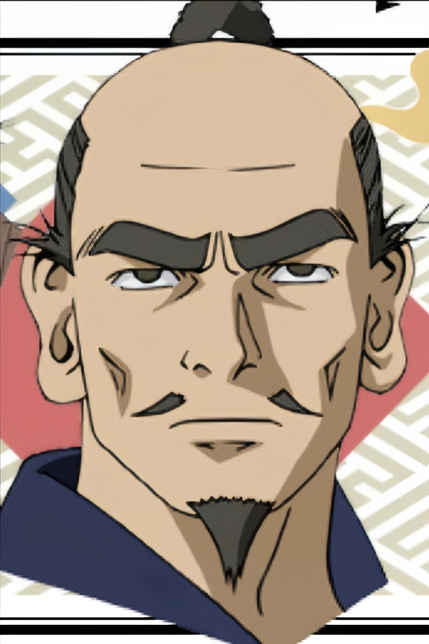 angry black_hair chinese_hairstyle frown_lines hyouge_mono large_ears tokugawa_ieyasu_(hyoumo)