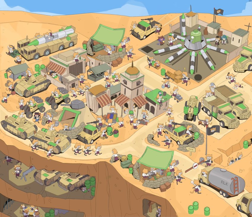 19vodnik 6+girls assault_rifle cat_girl cave command_&amp;_conquer command_&amp;_conquer:_generals crossover flag gun holding holding_gun holding_weapon machine_gun melty_blood military military_base military_vehicle missile motor_vehicle multiple_girls neco-arc neco_spirit pickup_truck rifle rocket_launcher scud_missile tank truck tsukihime type-moon underground weapon