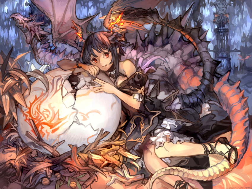 Anime girl with baby dragon