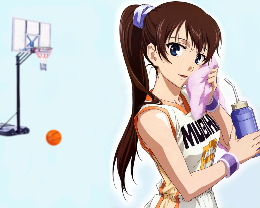 Anime girl playing basketball