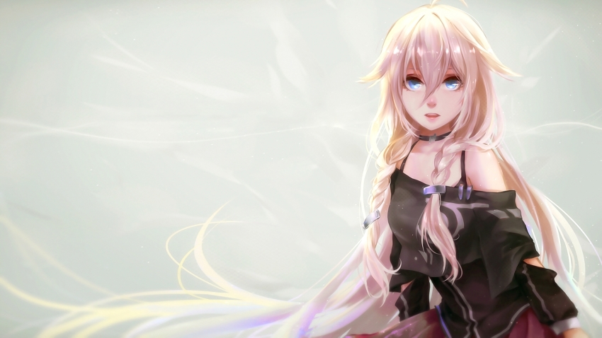 Anime girl with blonde hair and pink eyes