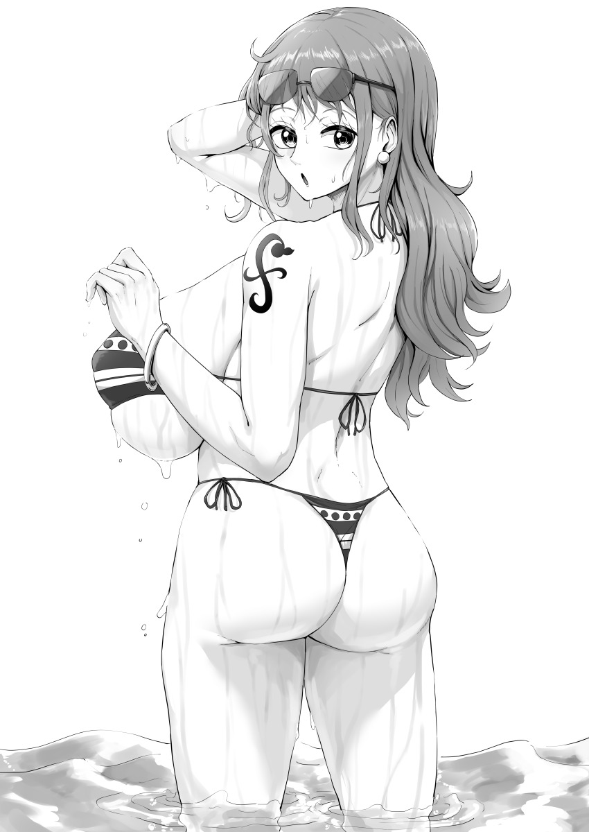 1girl bikini breasts cleavage highres huge_breasts kding large_breasts long_hair nami_(one_piece) one_piece solo swimsuit