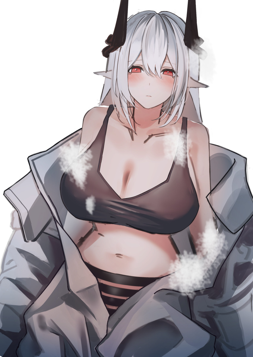 1girl arknights breasts large_breasts looking_at_viewer mo_komo_momo mudrock_(arknights) solo