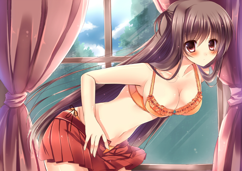 Anime woman brunette panties