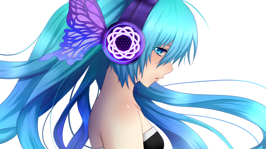Anime girl teal hair