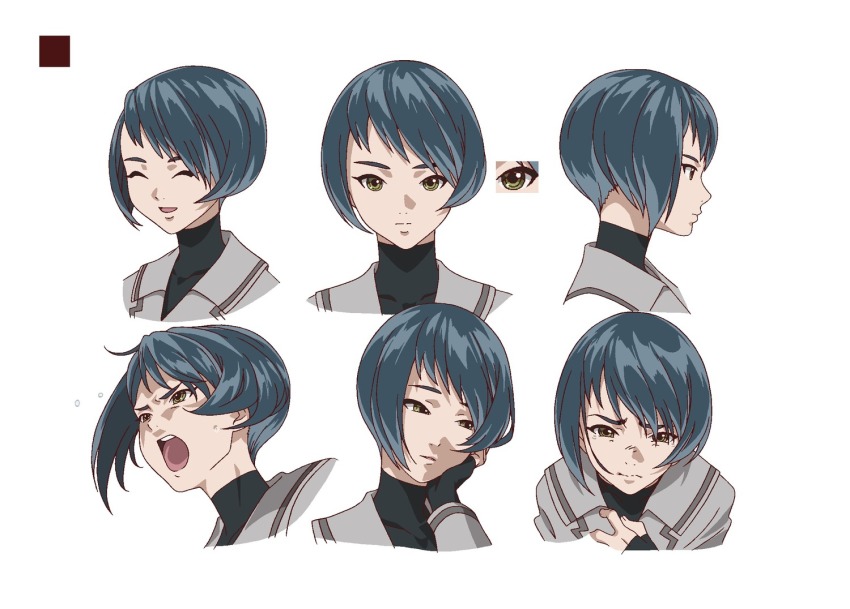 Short blue haired anime character