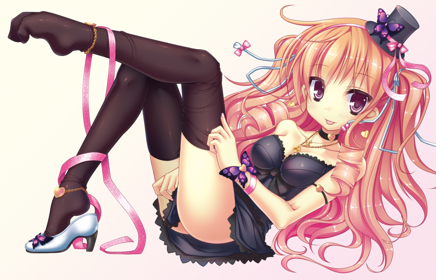 Anime girls in striped stockings