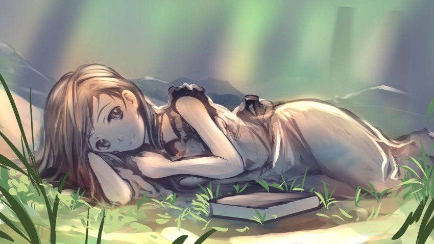 Anime girl on the ground