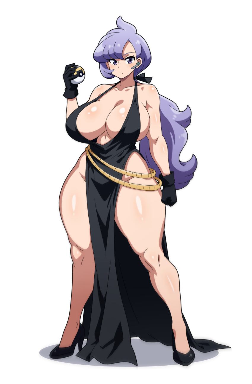 alternate_costume anabel_(pokemon) breasts commission hitokiwa_kenchin large_breasts nintendo pixiv_commission pokemon pokemon_sm simple_background