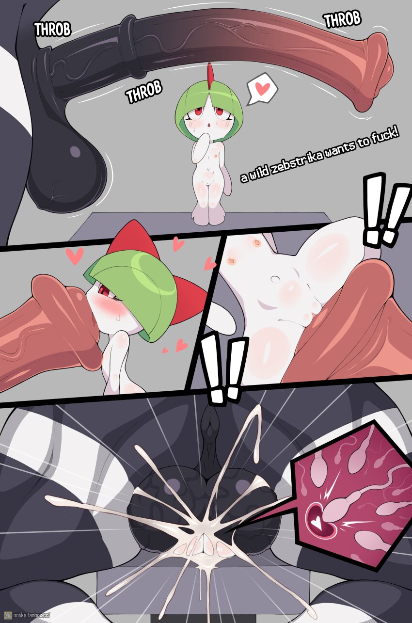 ! !! 1boy 1girl 4koma absurdres animal_penis anus ass blush breasts comic cross-section cum cum_in_pussy cum_overflow ejaculation emphasis_lines english_text excessive_cum fellatio flat_chest from_behind gen_3_pokemon gen_5_pokemon green_hair grey_background heart highres horse_penis huge_penis huge_testicles impregnation large_insertion licking licking_penis loli looking_at_penis mating_press multiple_views nintendo nipples no_humans notka oral ovum penis penis_awe pokemon projectile_cum pussy ralts red_eyes simple_background size_difference sound_effects sperm_cell spoken_heart spread_legs surprised table testicles tongue tongue_out vaginal veins veiny_penis veiny_testicles zebstrika