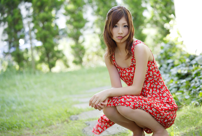 Asian redhead woman outdoor