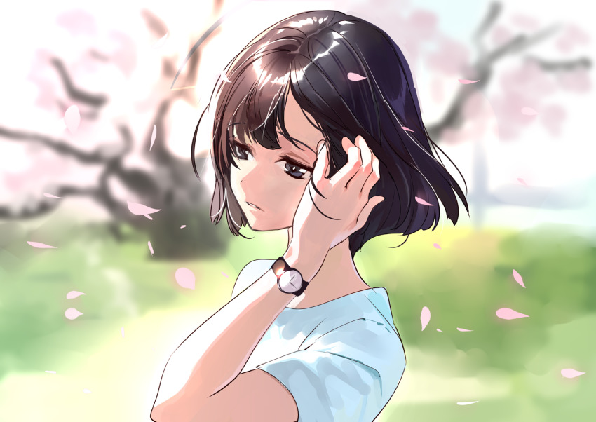 Voyeur short hair anime outdoor