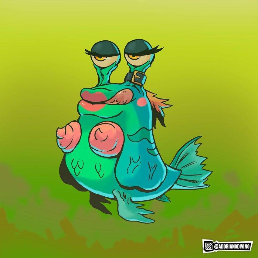 1girl belt digimon digimon_(creature) fins fish_girl fish_tail monster_girl numemon original solo tail what bad_tag