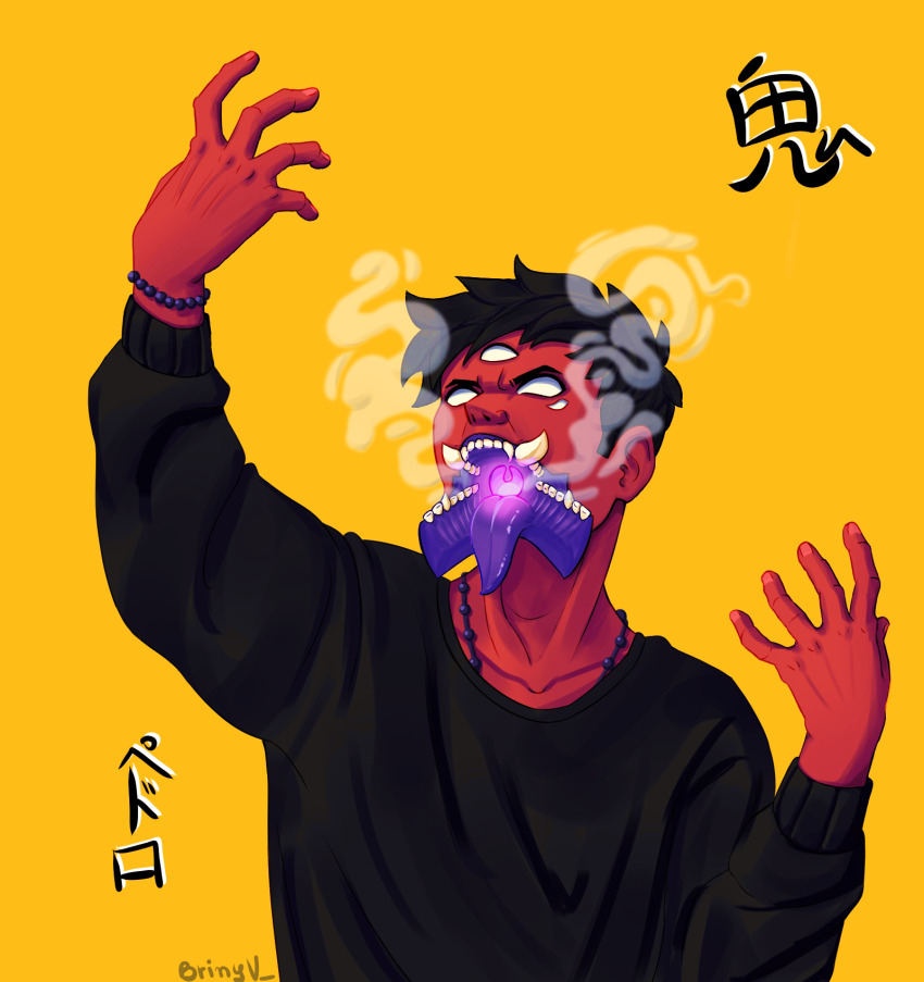 commission demon demon_boy demon_horns godzilla highres horns non-web_source render yokai