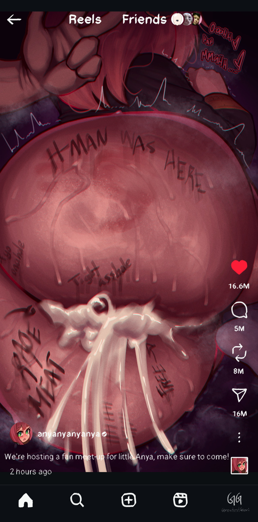 1boy 1girl absurdres after_anal aftersex anya_(spy_x_family) ass ass_focus body_writing bottomless cum cum_in_ass cumdrip eden_academy_school_uniform english_text greatestgori hairpods highres huge_ass kyojiri_loli loli lying medium_hair no_panties on_side pink_hair plump school_uniform spanked spy_x_family steaming_body sweat thick_thighs thighs trembling v