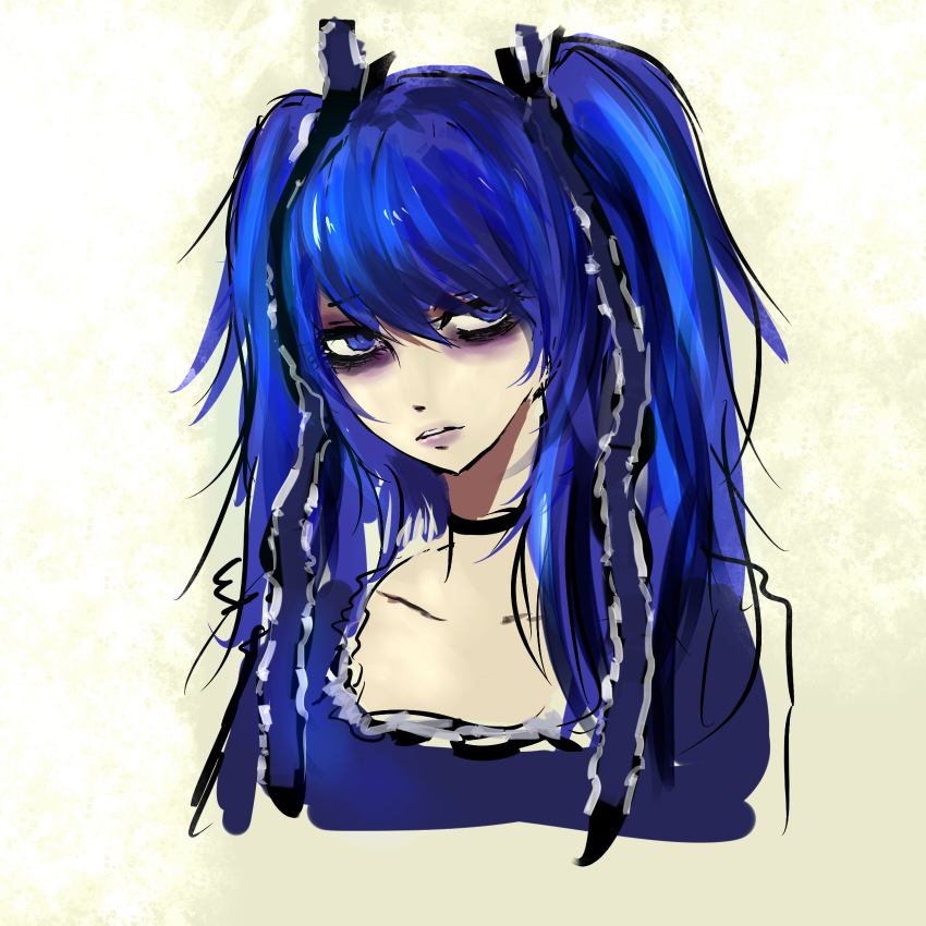 Anime dark blue hair