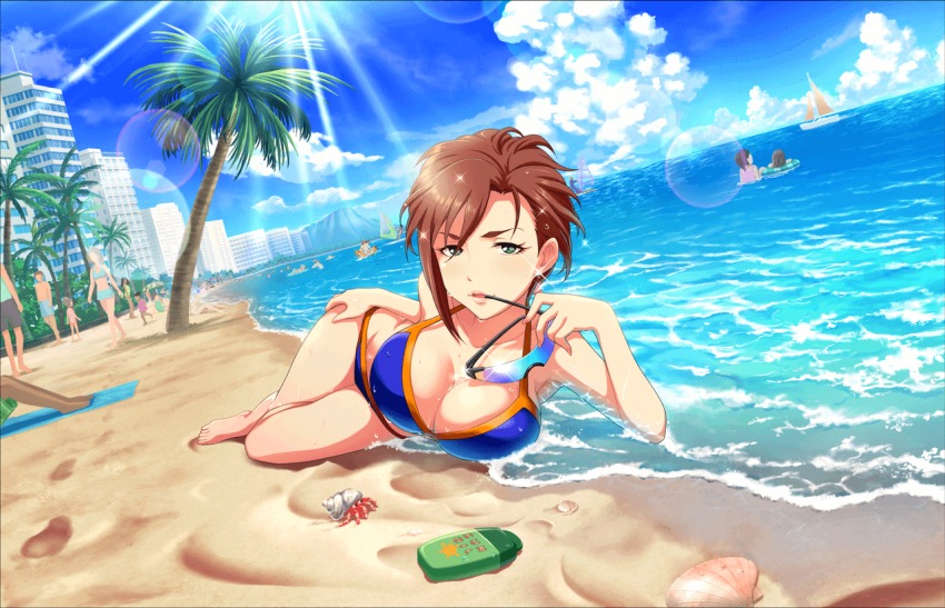 Anime girl on beach