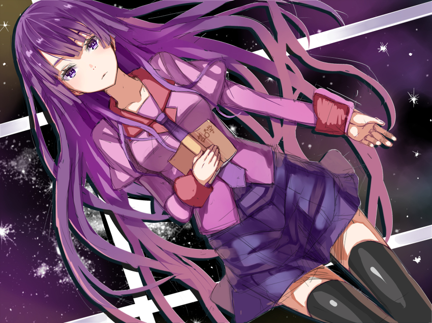 Anime girl dark purple hair