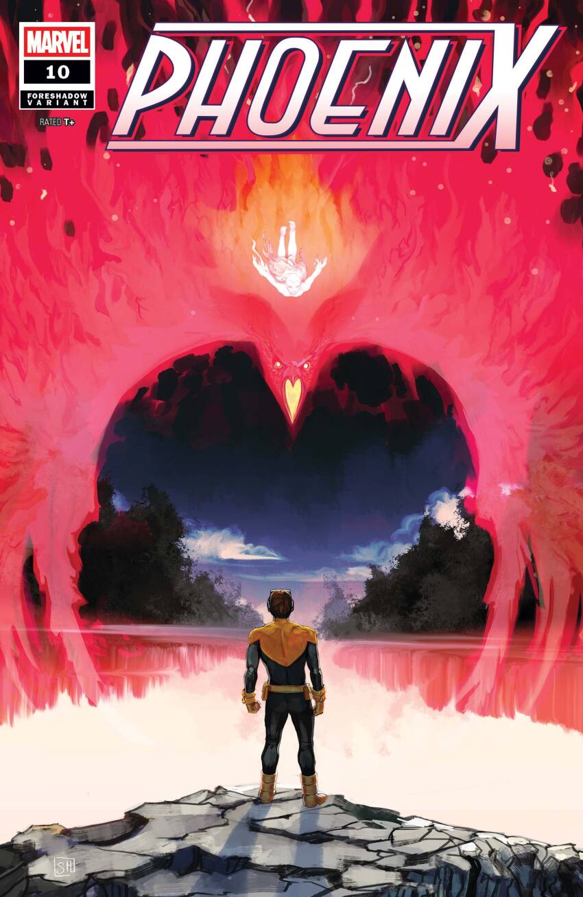 1boy 1girl absurdres bird black_bodysuit blue_sky bodysuit boots brown_hair character_name cloud comic_cover company_name copyright_logo copyright_name cover cover_page cyclops_(x-men) english_text flying gloves highres husband_and_wife jean_grey lake logo marvel multicolored_bodysuit muscular muscular_male official_art phoenix phoenix_(x-men) scott_summers short_hair sky stephanie_hans superhero_costume two-tone_bodysuit western_comics_(style) x-men x-uniform yellow_bodysuit yellow_boots yellow_gloves