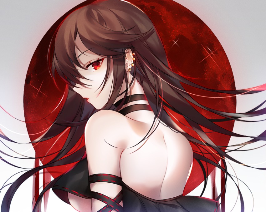 Anime girl with brown hair and red eyes