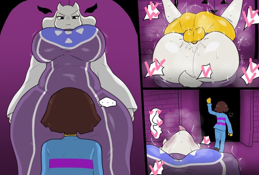 1boy 1girl ^^^ age_difference ass black_eyes blue_shirt breasts brown_hair colored_skin dress enigi09 frisk_(undertale) fucked_silly furry furry_female furry_with_non-furry glaring head_back heart height_difference hetero highres huge_ass huge_breasts indoors interspecies mating_press motion_lines penis purple_dress pussy_juice sex shirt short_hair short_tail shota shotadom size_difference spoken_heart steaming_body striped_clothes striped_shirt sweat tail testicles tongue tongue_out toriel undertale utdr_(toby_fox) vaginal white_fur wide_hips yellow_skin