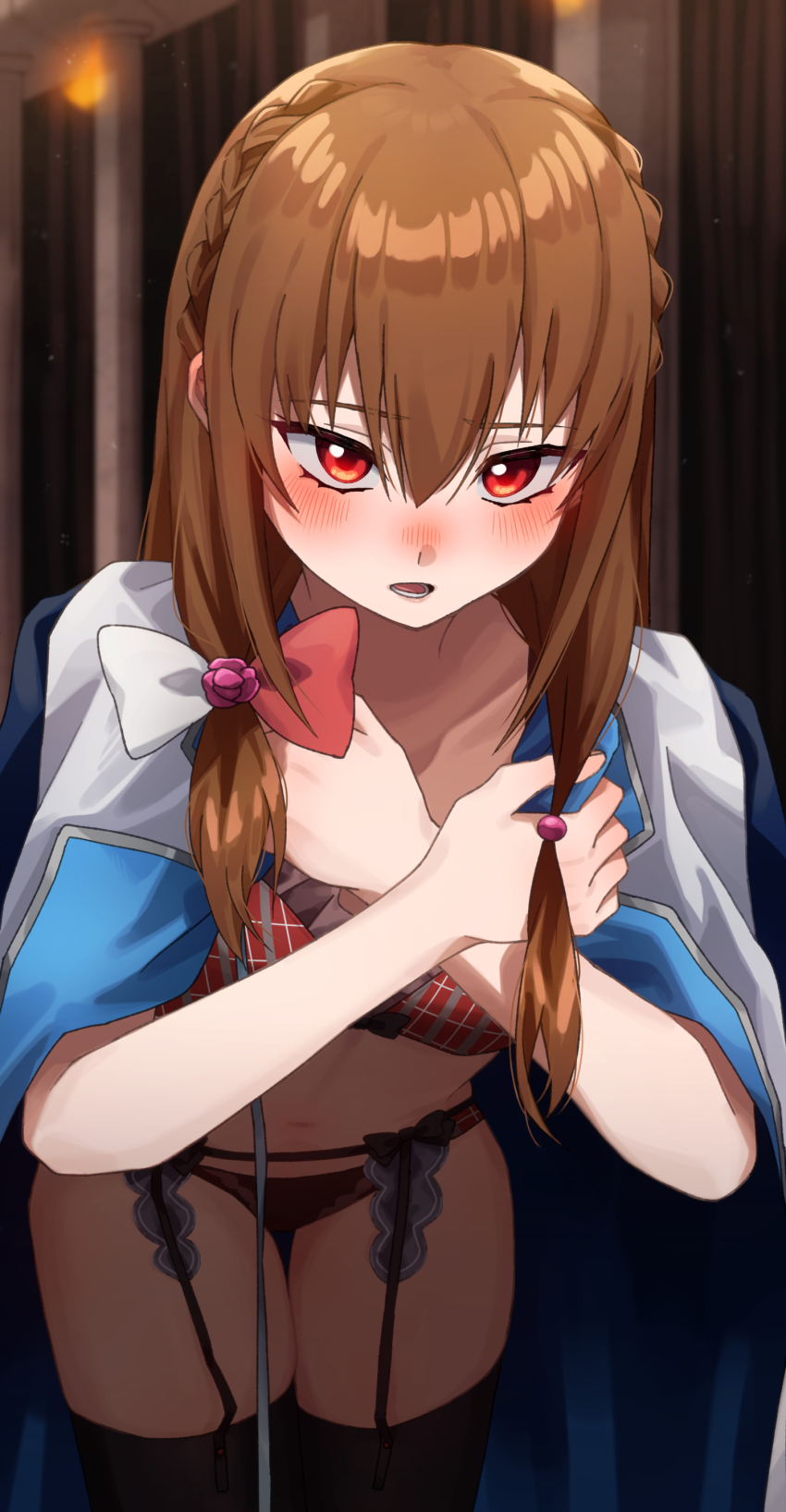 blush garter_straps iana_magnolia lingerie tensei_akujo_no_kuro_rekishi thighs underwear