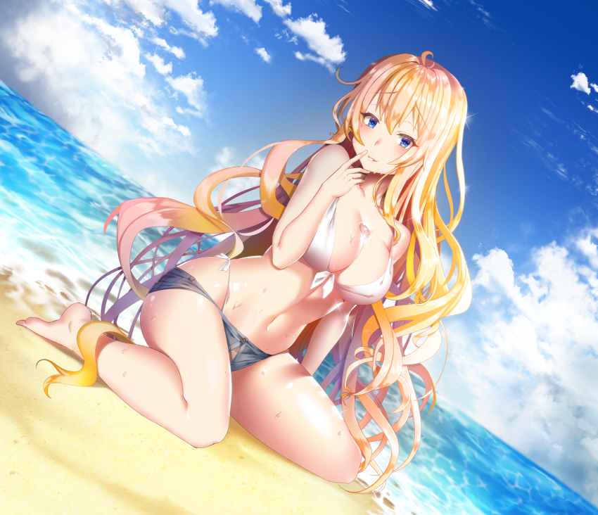 Outdoor wet blonde anime