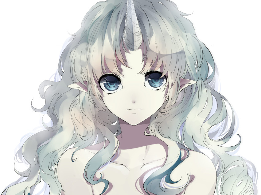 Anime girl with white hair and blue eyes