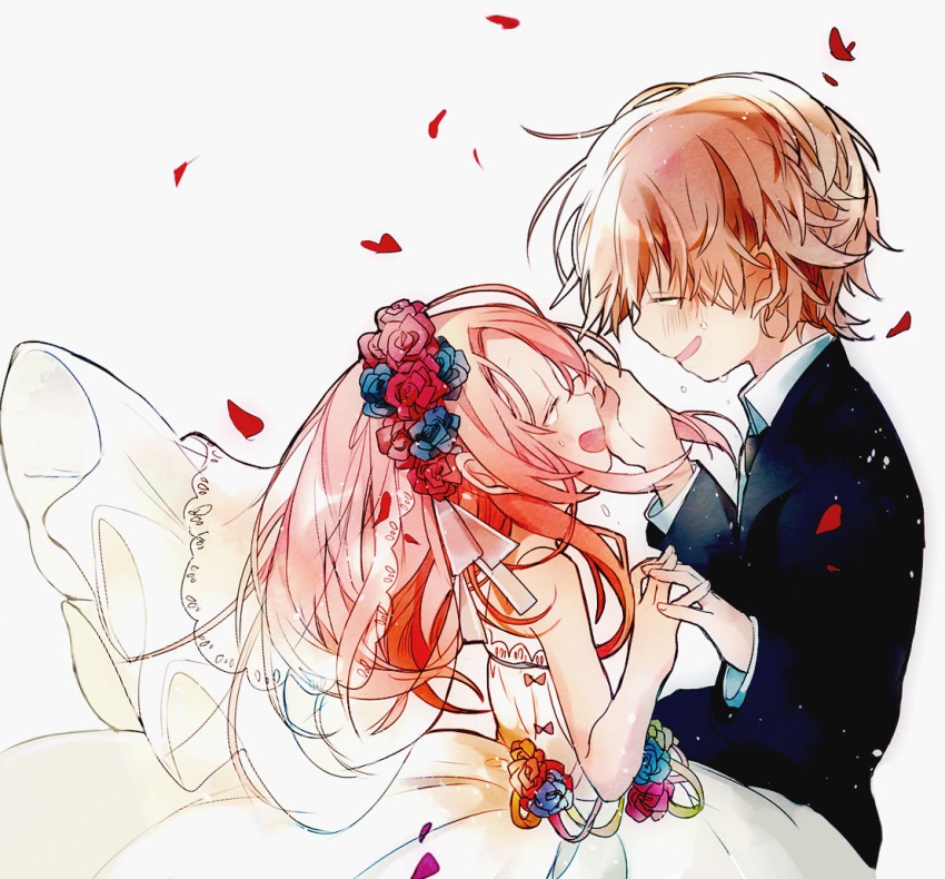Anime guy carrying girl bridal style