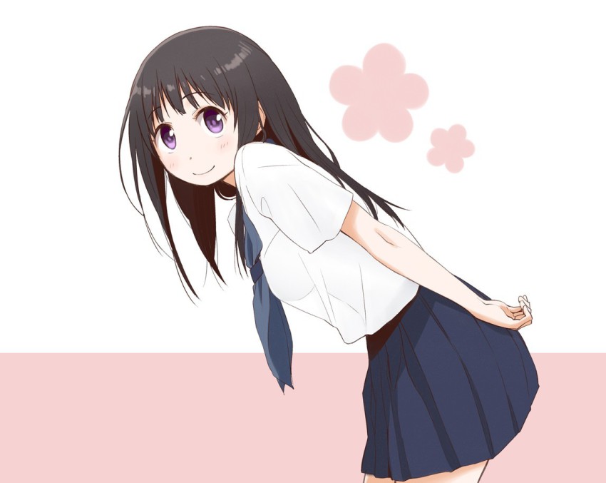 Anime girl leaning forward