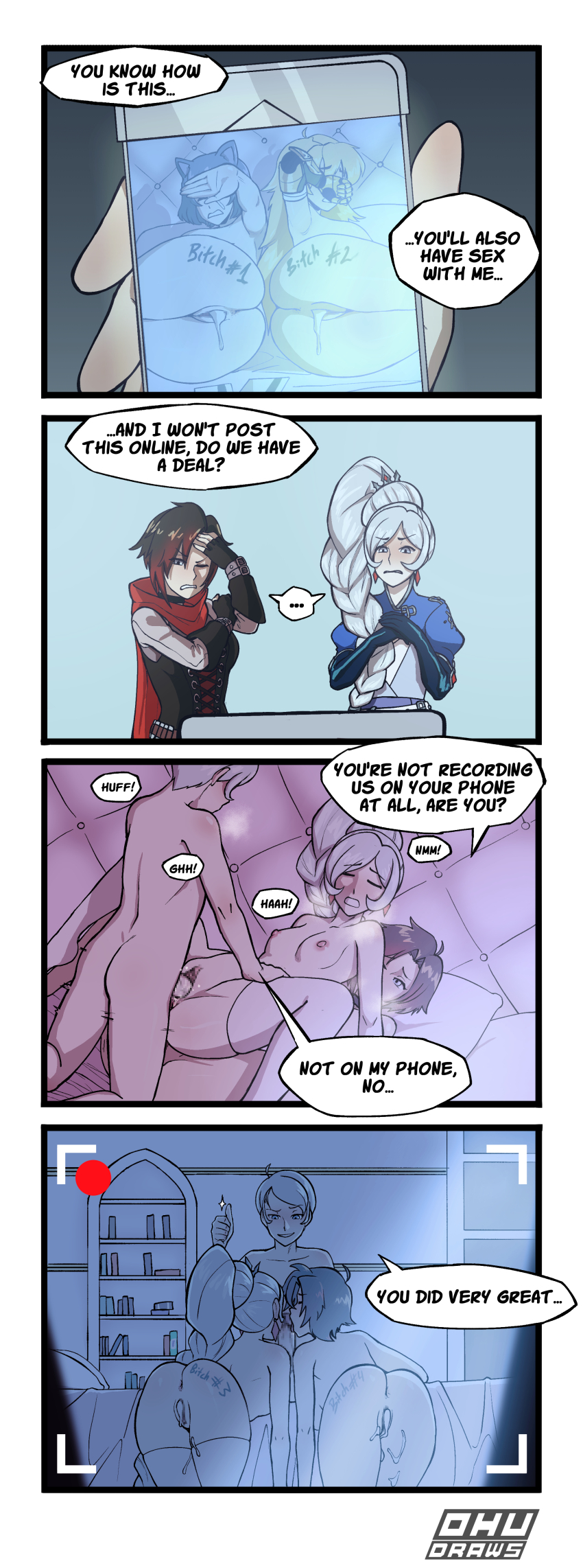 1boy 2023 4girls absurdres after_vaginal aftersex age_difference animal_ears artist_name black_hair blackmail blake_belladonna blonde_hair body_writing breasts brother_and_sister cat_ears cooperative_fellatio cum cum_in_pussy cumdrip earrings english_text faunus_(rwby) fellatio ffm_threesome group_sex hetero highres incest jewelry long_hair multiple_girls ohu_draws oral recording red_hair ruby_rose rwby short_hair siblings small_breasts tagme teamwork_(sexual) thighhighs threesome vaginal weiss_schnee white_hair white_thighhighs whitley_schnee yang_xiao_long