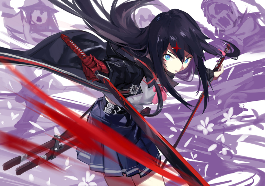 Anime girl with black hair and sword