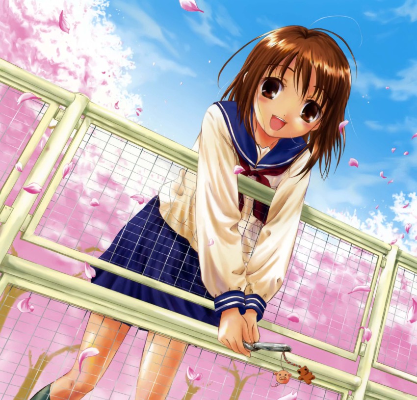 Anime girl leaning forward