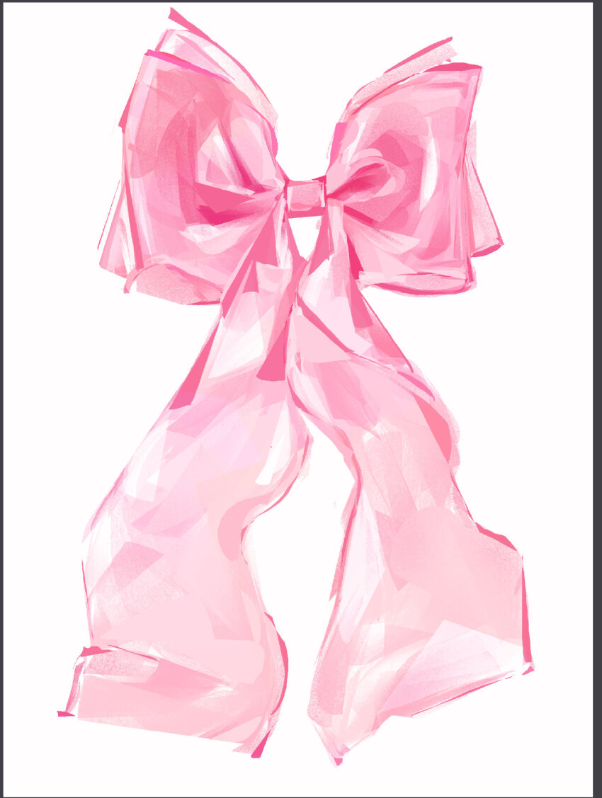 commentary english_commentary highres junbuug no_humans object_focus original painterly pink_theme ribbon simple_background white_background