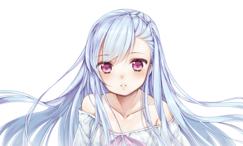 Anime girls with long white hair