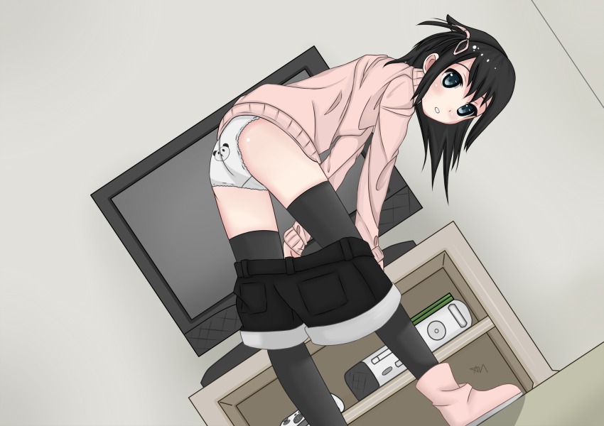 Anime panties watching short hair