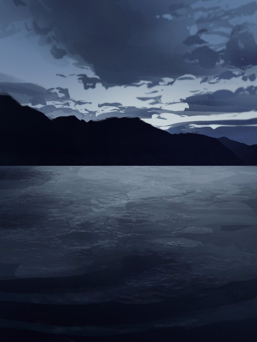 absurdres cloud cloudy_sky commentary highres landscape mountainous_horizon nature no_humans ocean original outdoors painterly scenery sky sunrise symbol-only_commentary twulfs water