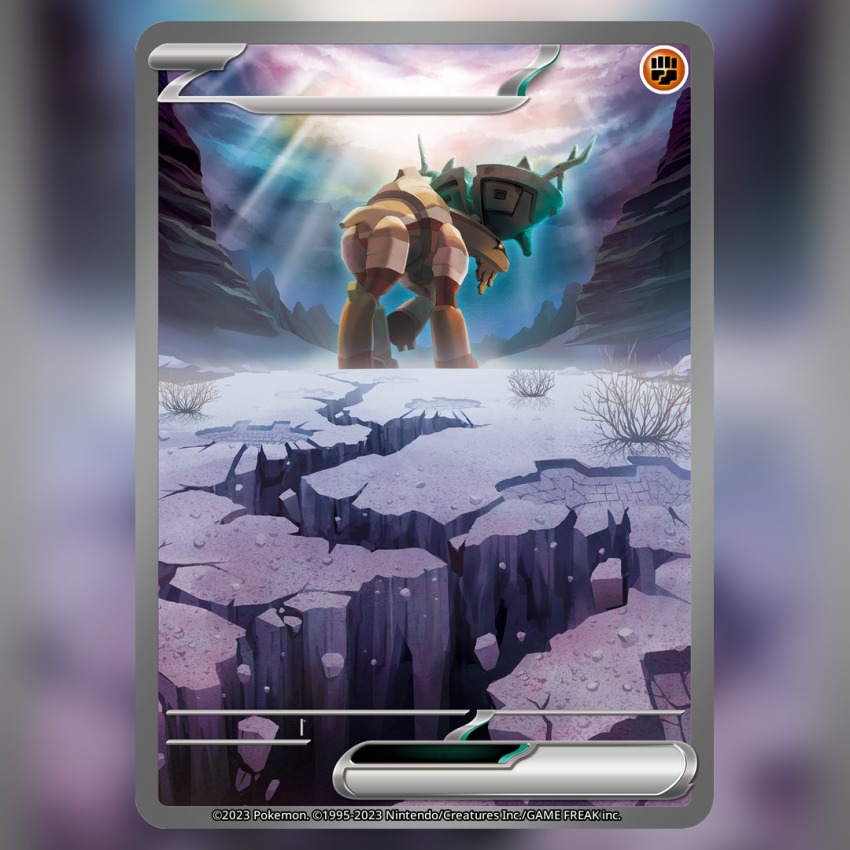 animal_focus card_(medium) cloud commentary company_name copyright_name copyright_notice crack debris english_commentary from_behind full_body itou_keiichirou nintendo no_humans official_art outdoors pokemon pokemon_(creature) pokemon_card pokemon_focus pokemon_tcg solo sunlight textless_version third-party_source ting-lu trading_card